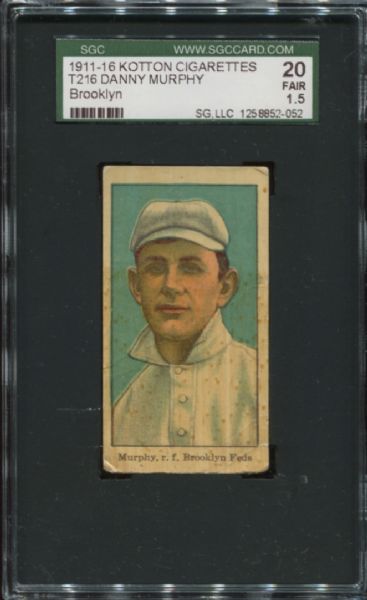 1911-16 T216 Kotton Cigarettes Danny Murphy Brooklyn SGC 20