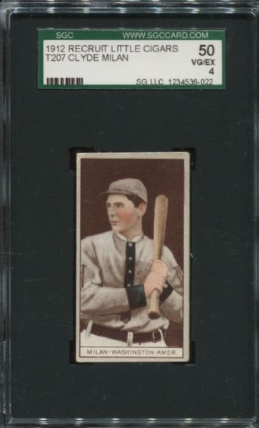 1912 T207 Recruit Clyde Milan SGC 50