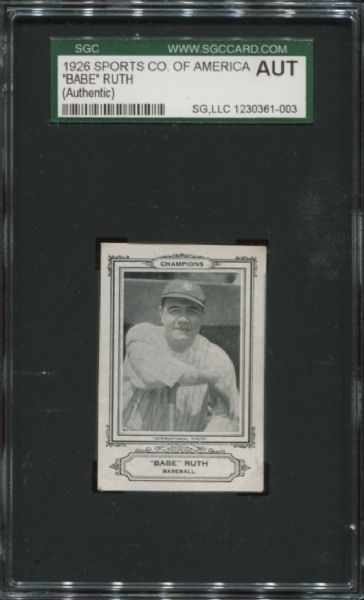 1926 Sports Company of America Babe Ruth SGC Authentic