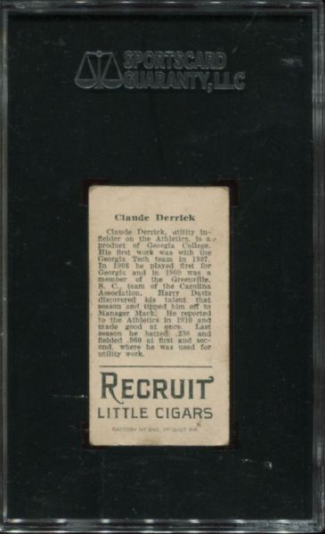 1912 T207 Recruit Claude Derrick SGC 40