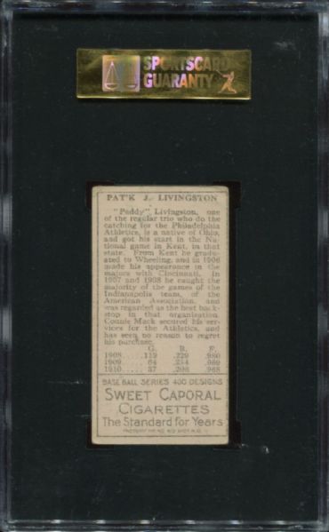 1911 T205 Sweet Caporal Paddy Livingston SGC 40