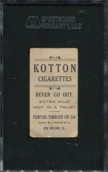 1911-16 T216 Kotton Cigarettes Danny Murphy Brooklyn SGC 20