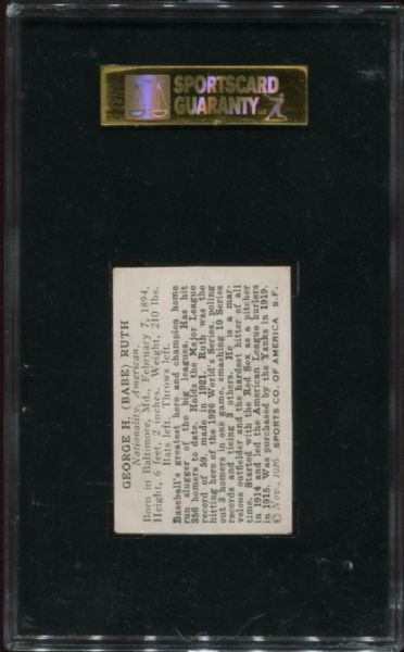 1926 Sports Company of America Babe Ruth SGC Authentic