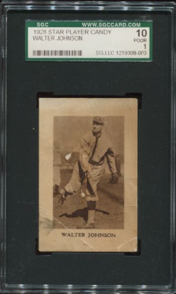 1929 Star Player Candy Walter Johnson SGC 10