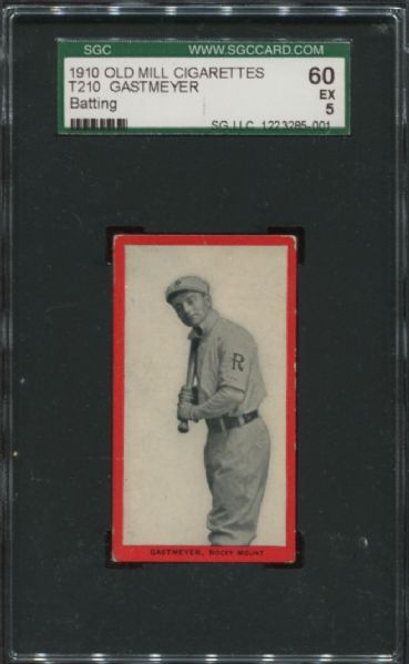 1910 T210 Old Mill Cigarettes Gastmeyer Batting Series 7 SGC 60