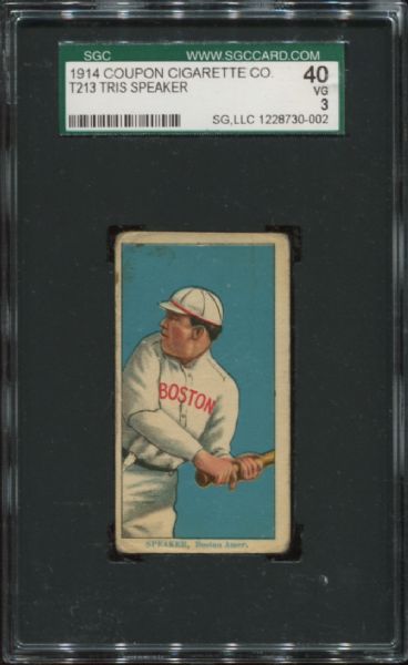 1914 T213 Coupon Cigarettes Tris Speaker SGC 40