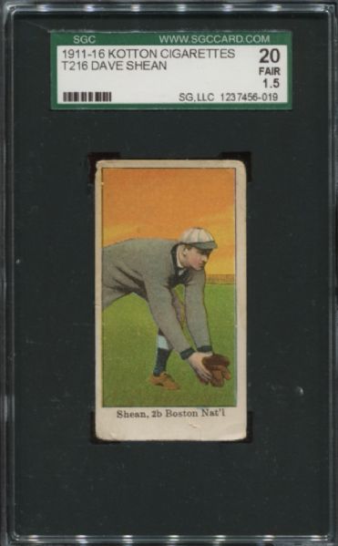 1911-16 T216 Kotton Cigarettes Dave Shean SGC 20