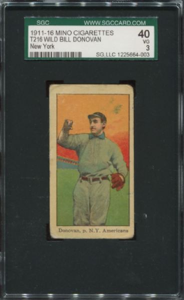 1911-16 T216 Mino Cigarettes Wild Bill Donovan SGC 40