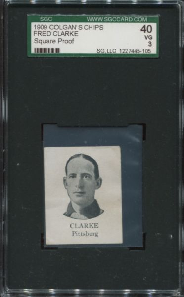 1909 Colgan's Chips Square Proof Fred Clarke SGC 40