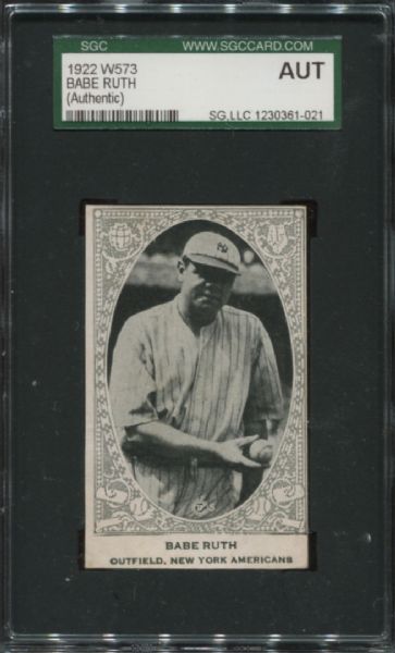 1922 W573 Babe Ruth SGC Authentic