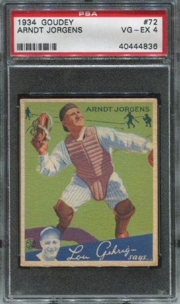 1934 Goudey #72 Arndt Jorgens PSA 4