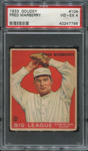 1933 Goudey #104 Fred Marberry PSA 4