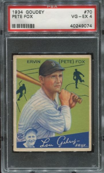 1934 Goudey #70 Pete Fox PSA 4