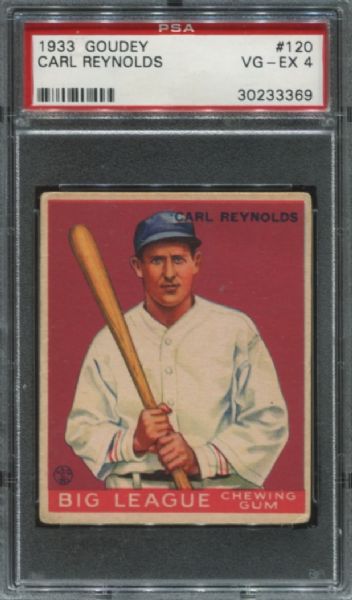 1933 Goudey #120 Carl Reynolds PSA 4