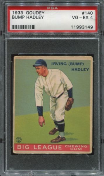 1933 Goudey #140 Bump Hadley PSA 4