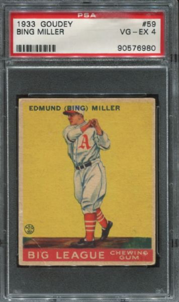 1933 Goudey #59 Bing Miller PSA 4