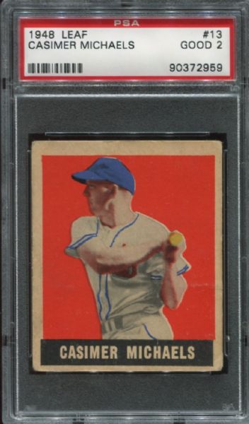 1948-49 Leaf Gum #13 Casimer Michaels Short Print PSA 2