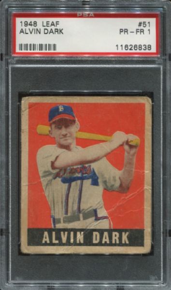 1948-49 Leaf Gum #51 Alvin Dark Short Print PSA 1