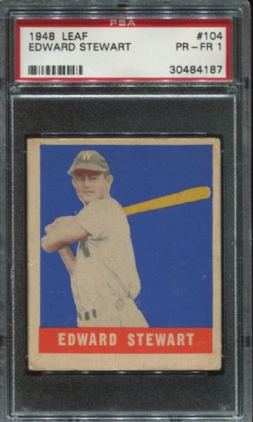 1948-49 Leaf Gum #104 Edward Stewart Short Print PSA 1