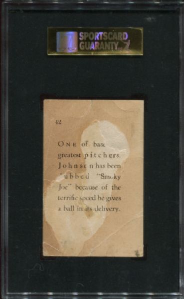 1929 Star Player Candy Walter Johnson SGC 10