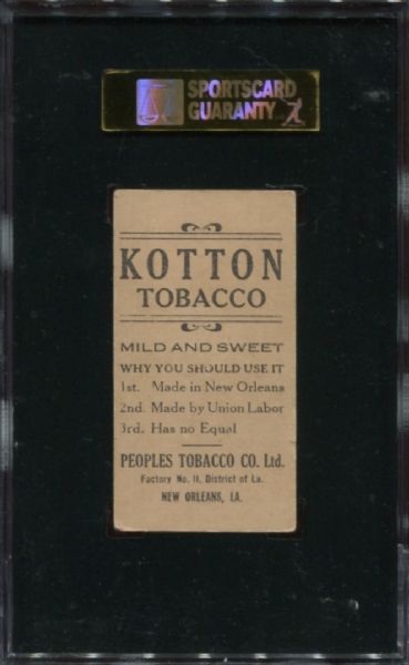 1911-16 T216 Kotton Cigarettes Chief Bender Striped Hat SGC 50