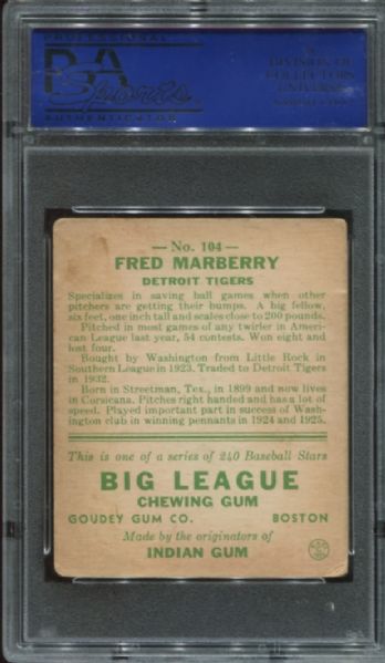 1933 Goudey #104 Fred Marberry PSA 4