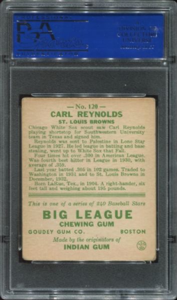 1933 Goudey #120 Carl Reynolds PSA 4