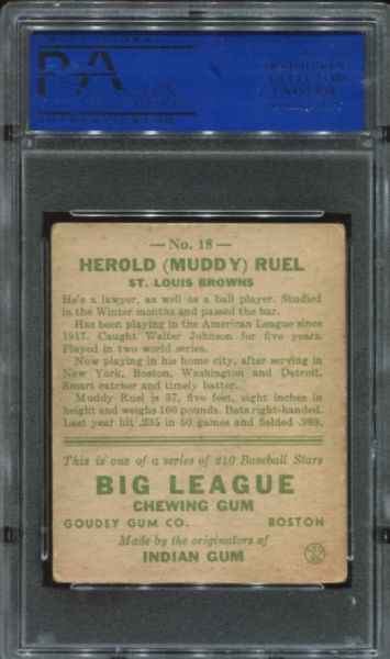 1933 Goudey #18 Muddy Ruel PSA 4