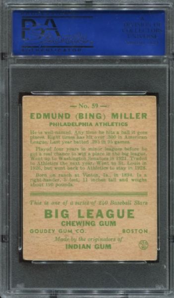 1933 Goudey #59 Bing Miller PSA 4