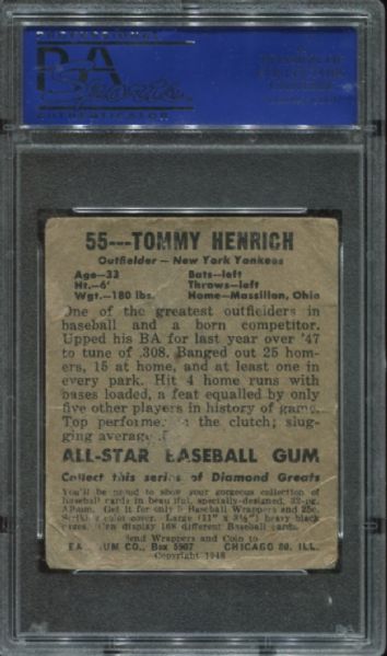 1948-49 Leaf Gum #55 Tommy Henrich Short Print PSA 1