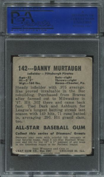 1948-49 Leaf Gum #142 Danny Murtaugh Short Print PSA 3