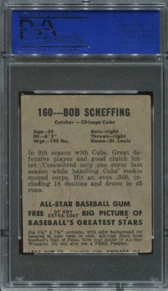 1948-49 Leaf Gum #160 Bob Scheffing Short Print PSA 4 MC