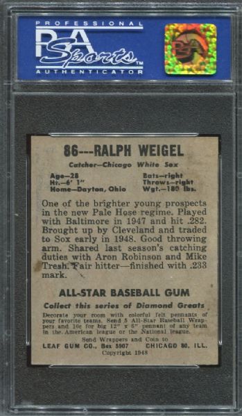 1948-49 Leaf Gum #86 Ralph Weigel PSA 6