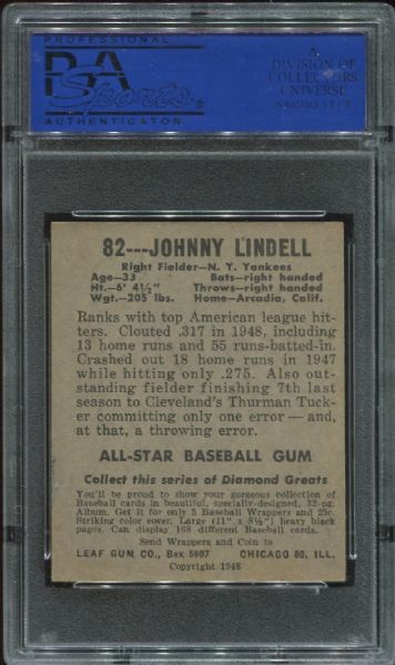 1948-49 Leaf Gum #82 Johnny Lindell PSA 6