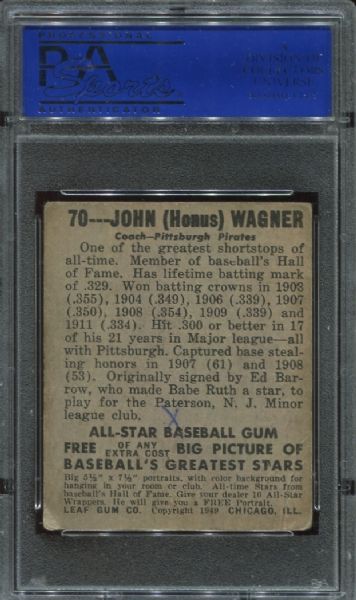 1948-49 Leaf Gum #70 Honus Wagner PSA 3 MK