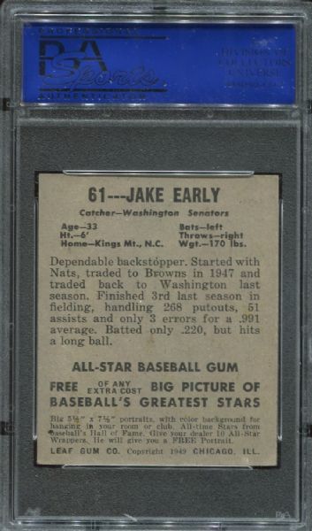 1948-49 Leaf Gum #61 Jake Early PSA 6