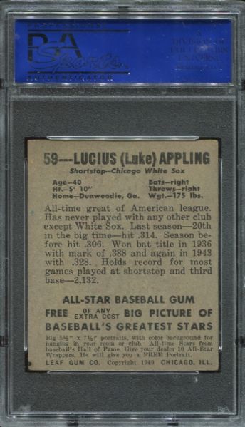 1948-49 Leaf Gum #59 Lucius Luke Appling PSA 5