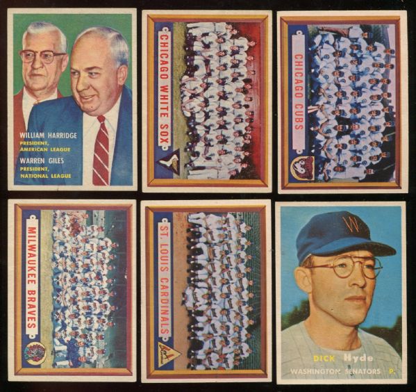 1957 Topps Lot of 12 Different High Grade with Team Cards