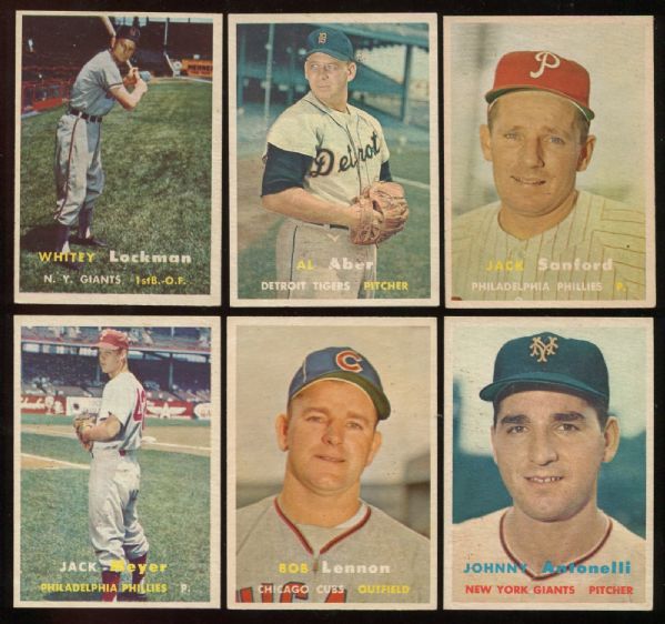 1957 Topps Lot of 12 Different High Grade with Team Cards