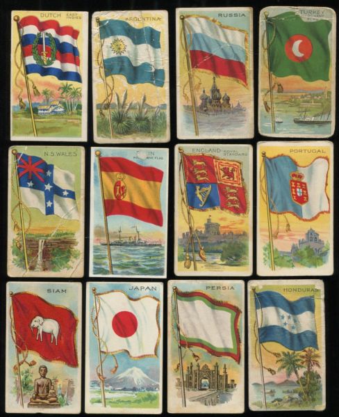 1909-11 T59 Flags of All Nations Lot of 154 (Over 120 Different)