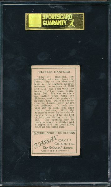 1911 T205 Hanford Hassan Cigarettes Minor Leaguer SGC 40 