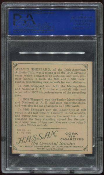 1910 T218 Hassan Cigarettes Melvin Sheppard Front View PSA 7