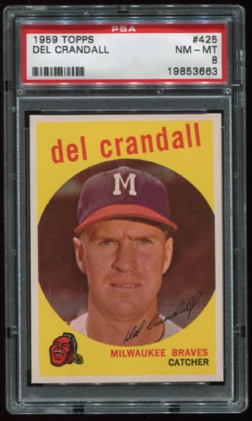 1959 Topps #425 Del Crandall PSA 8