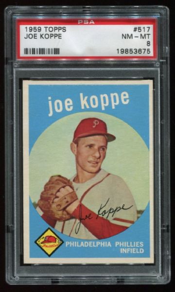 1959 Topps #517 Joe Koppe PSA 8