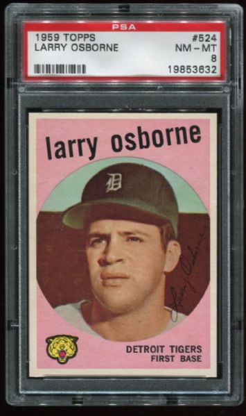 1959 Topps #524 Larry Osborne PSA 8