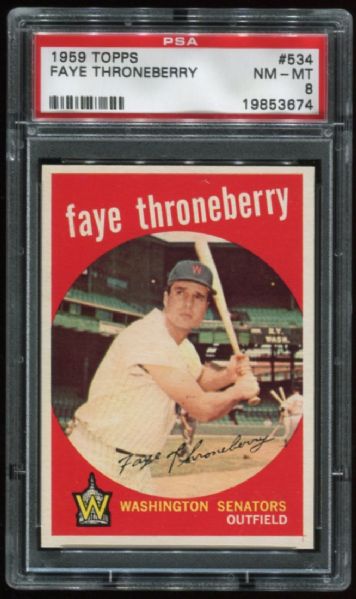 1959 Topps #534 Faye Throneberry PSA 8