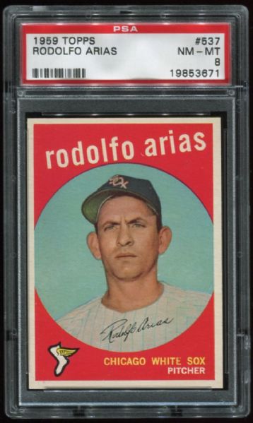 1959 Topps #537 Rodolfo Arias PSA 8