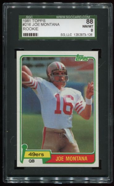 1981 Topps #216 Joe Montana Rookie SGC 88