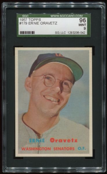 1957 Topps #179 Ernie Oravetz SGC 96