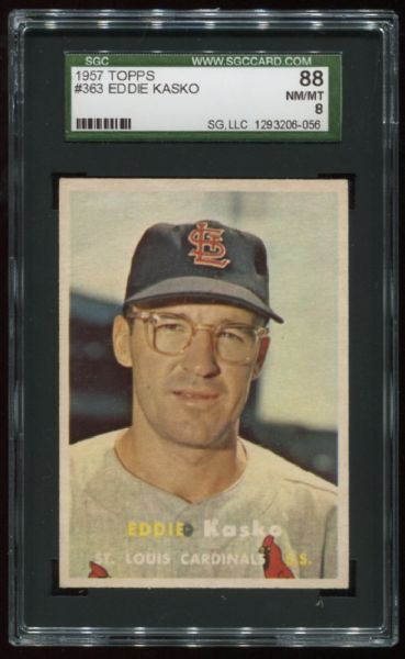 1957 Topps #363 Eddie Kasko SGC 88